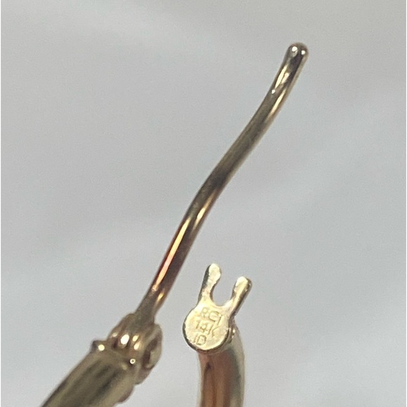 14K YELLOW GOLD classic thin hoop earrings REAL GOLD 1” - Picture 8 of 11